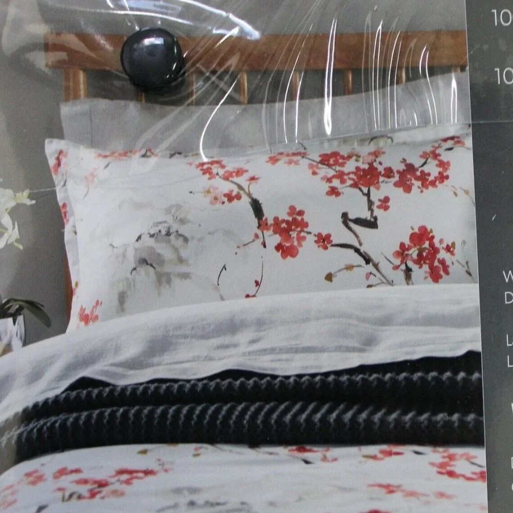 Christy Haruki Floral One King Sham 200 TC - Coral on White